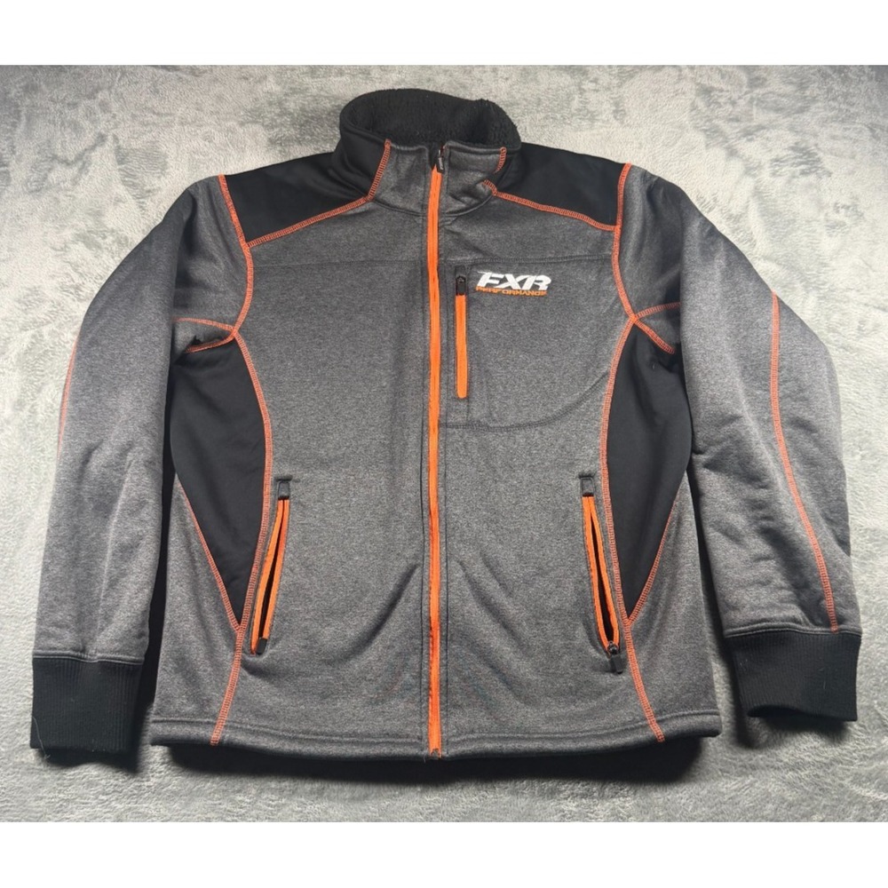 FXR Performance Jacket Mens L Gray Black Orange Full Zip Snowmobile Powersports